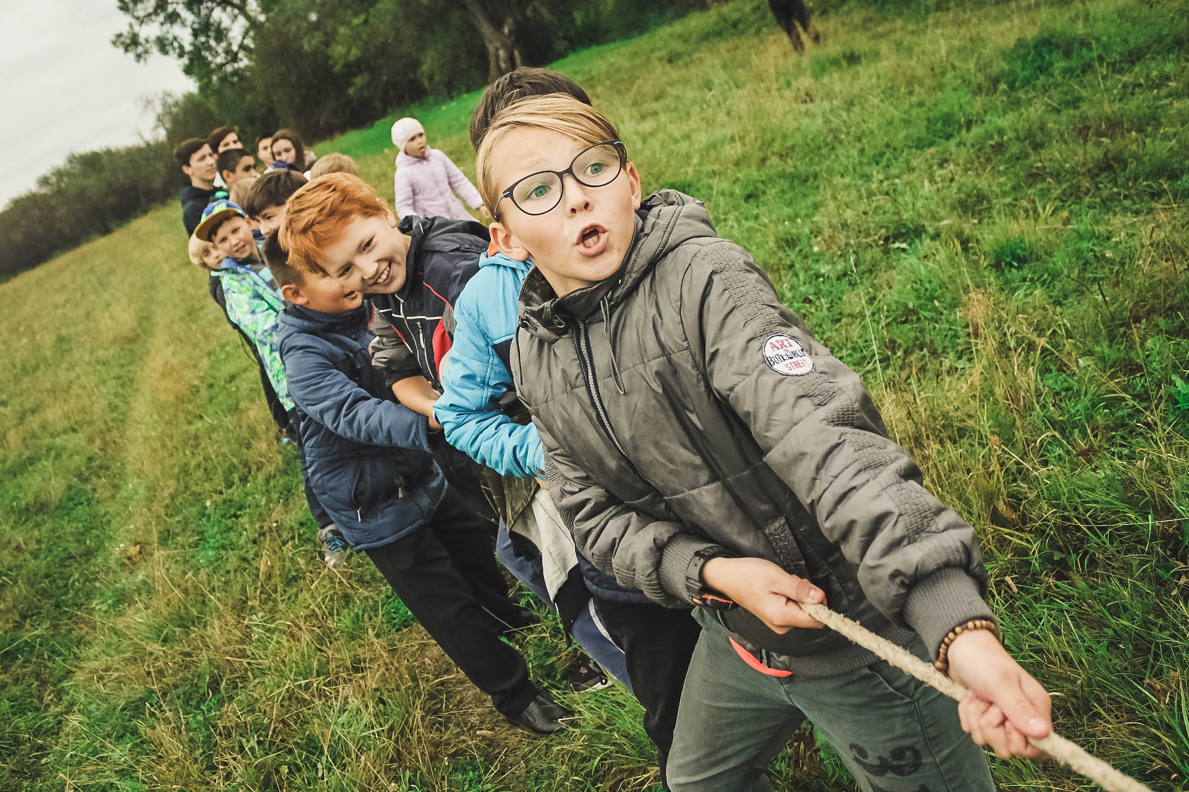 Kids playing outdoors at camp